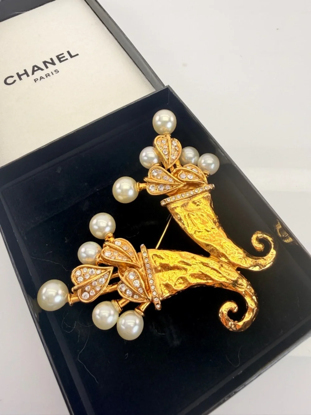 Vintage CHANEL Cornucopia Pearl Brooch Collectors Piece